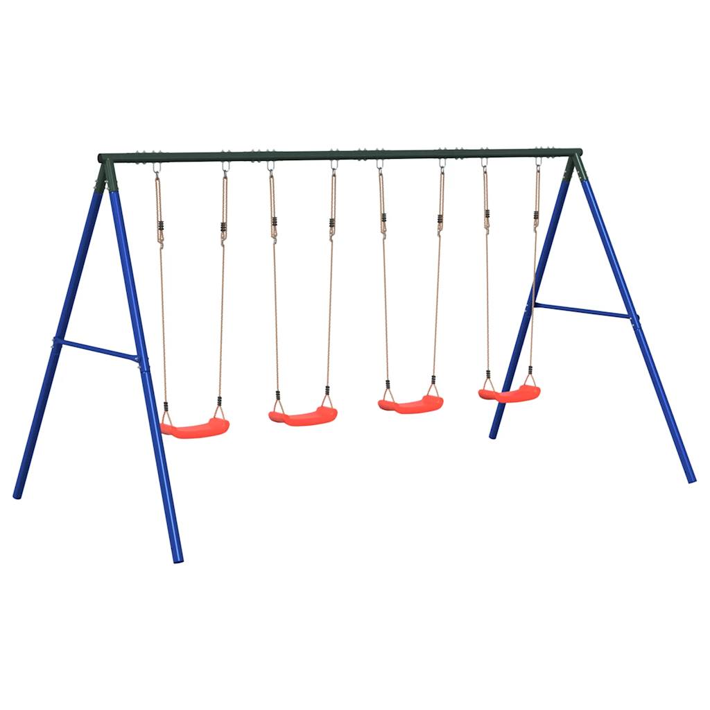 Outdoor Swing Set Multicolour Steel and PE Red 2x swing seat–Swing seat + disc swing + glider 4x swing seat