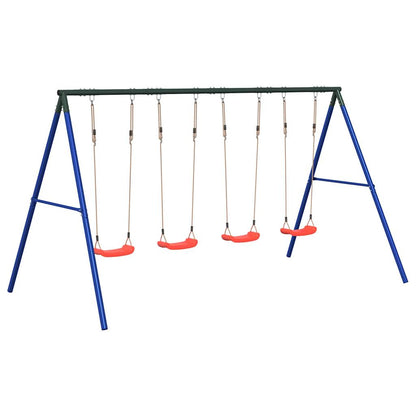 Outdoor Swing Set Multicolour Steel and PE Red 2x swing seat–Swing seat + disc swing + glider 4x swing seat