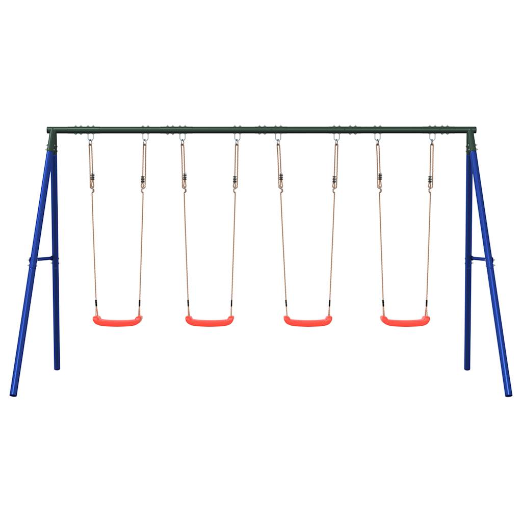 Outdoor Swing Set Multicolour Steel and PE Red 2x swing seat–Swing seat + disc swing + glider 4x swing seat