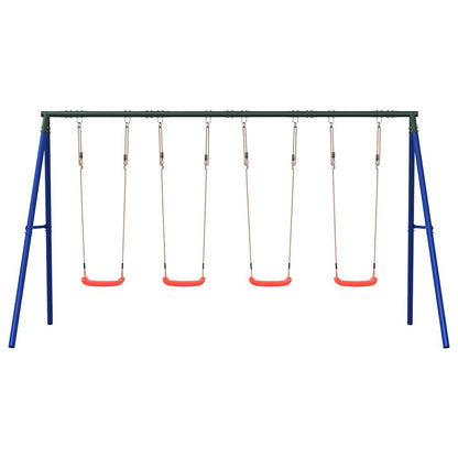 Outdoor Swing Set Multicolour Steel and PE Red 2x swing seat–Swing seat + disc swing + glider 4x swing seat