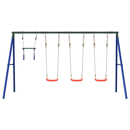 Outdoor Swing Set Multicolour Steel and PE Red 2x swing seat–Swing seat + disc swing + glider 3x swing seat + trapeze