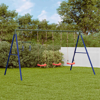 Outdoor Swing Set Multicolour Steel and PE Red 2x swing seat–Swing seat + disc swing + glider 3x swing seat + trapeze