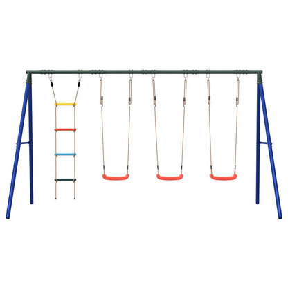 Outdoor Swing Set Multicolour Steel and PE Red 2x swing seat–Swing seat + disc swing + glider 3x swing seat + ladder
