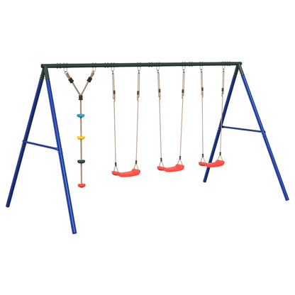 Outdoor Swing Set Multicolour Steel and PE Red 2x swing seat–Swing seat + disc swing + glider 3x swing seat + disc swing
