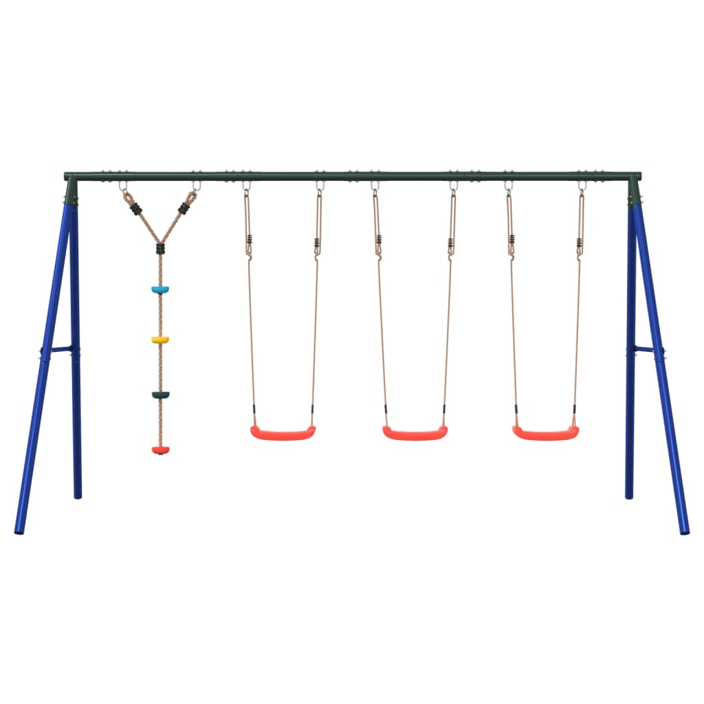 Outdoor Swing Set Multicolour Steel and PE Red 2x swing seat–Swing seat + disc swing + glider 3x swing seat + disc swing