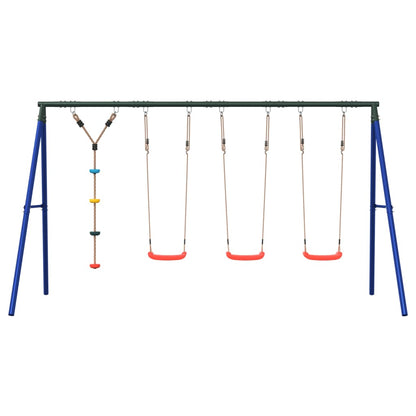 Outdoor Swing Set Multicolour Steel and PE Red 2x swing seat–Swing seat + disc swing + glider 3x swing seat + disc swing