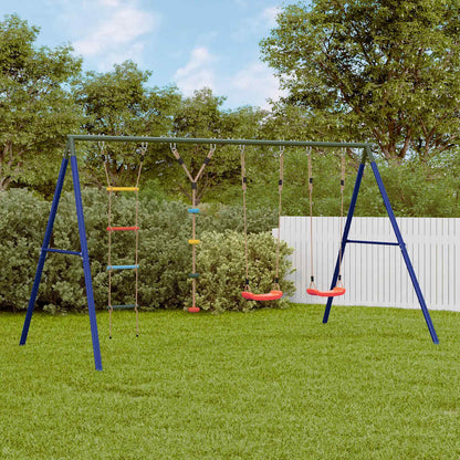 Outdoor Swing Set Multicolour Steel and PE Red 2x swing seat–Swing seat + disc swing + glider 2x swing seat + ladder + disc swing