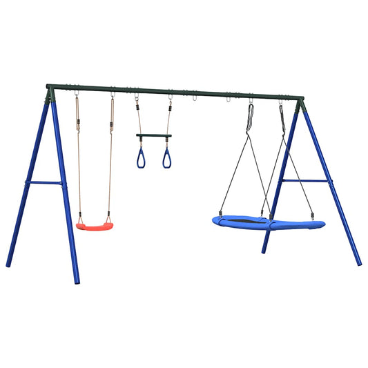 vidaXL Outdoor Swing Set with Swing, Trapeze, Nest Swing 2