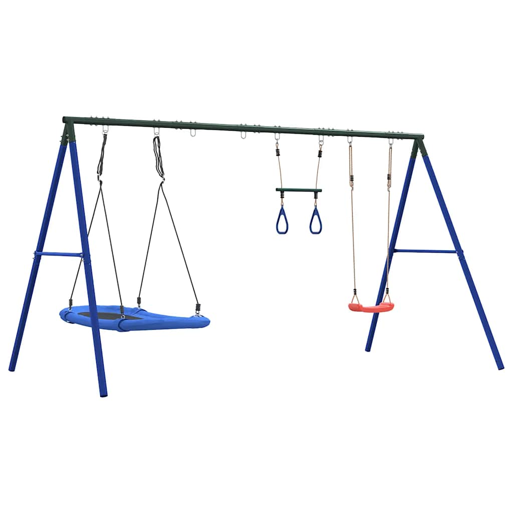 vidaXL Outdoor Swing Set with Swing, Trapeze, Nest Swing 5