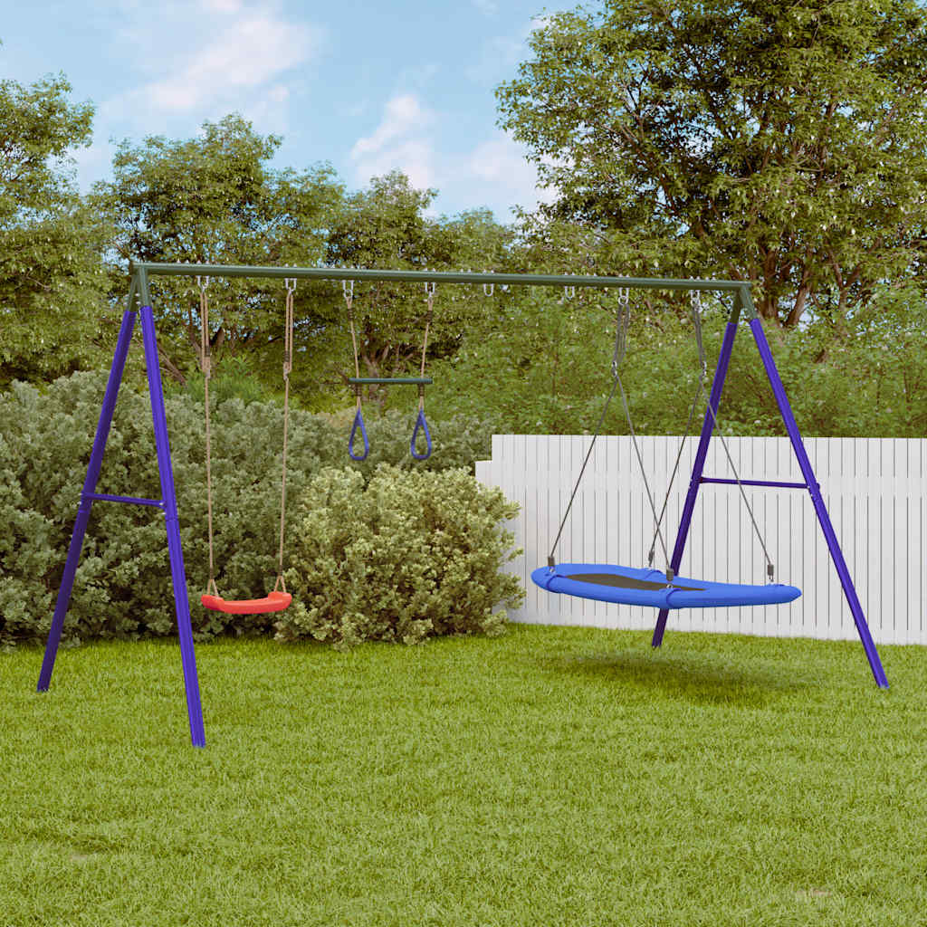 vidaXL Outdoor Swing Set with Swing, Trapeze, Nest Swing 1