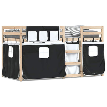 vidaXL Bunk Bed without Mattress White&Black 90x200 cm Solid Wood Pine 2