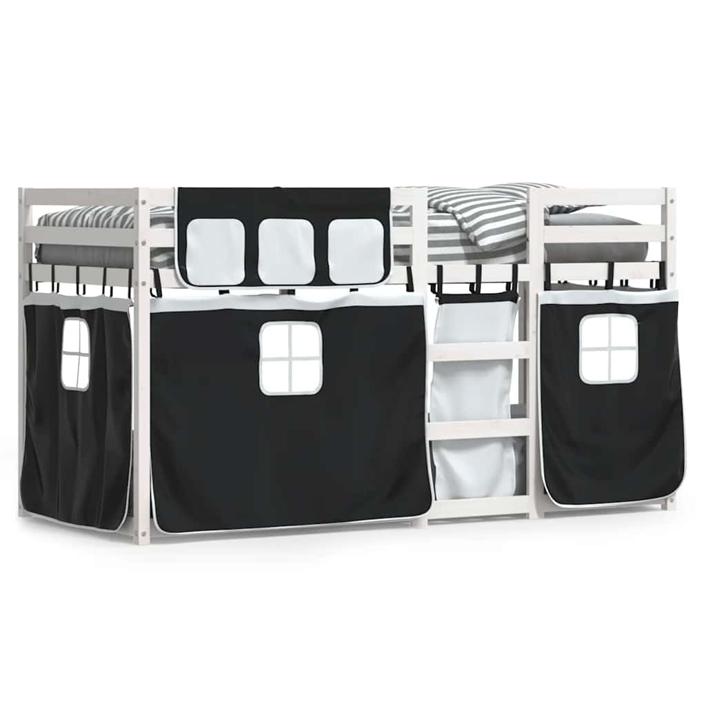 vidaXL Bunk Bed without Mattress White&Black 80x200 cm Solid Wood Pine 2