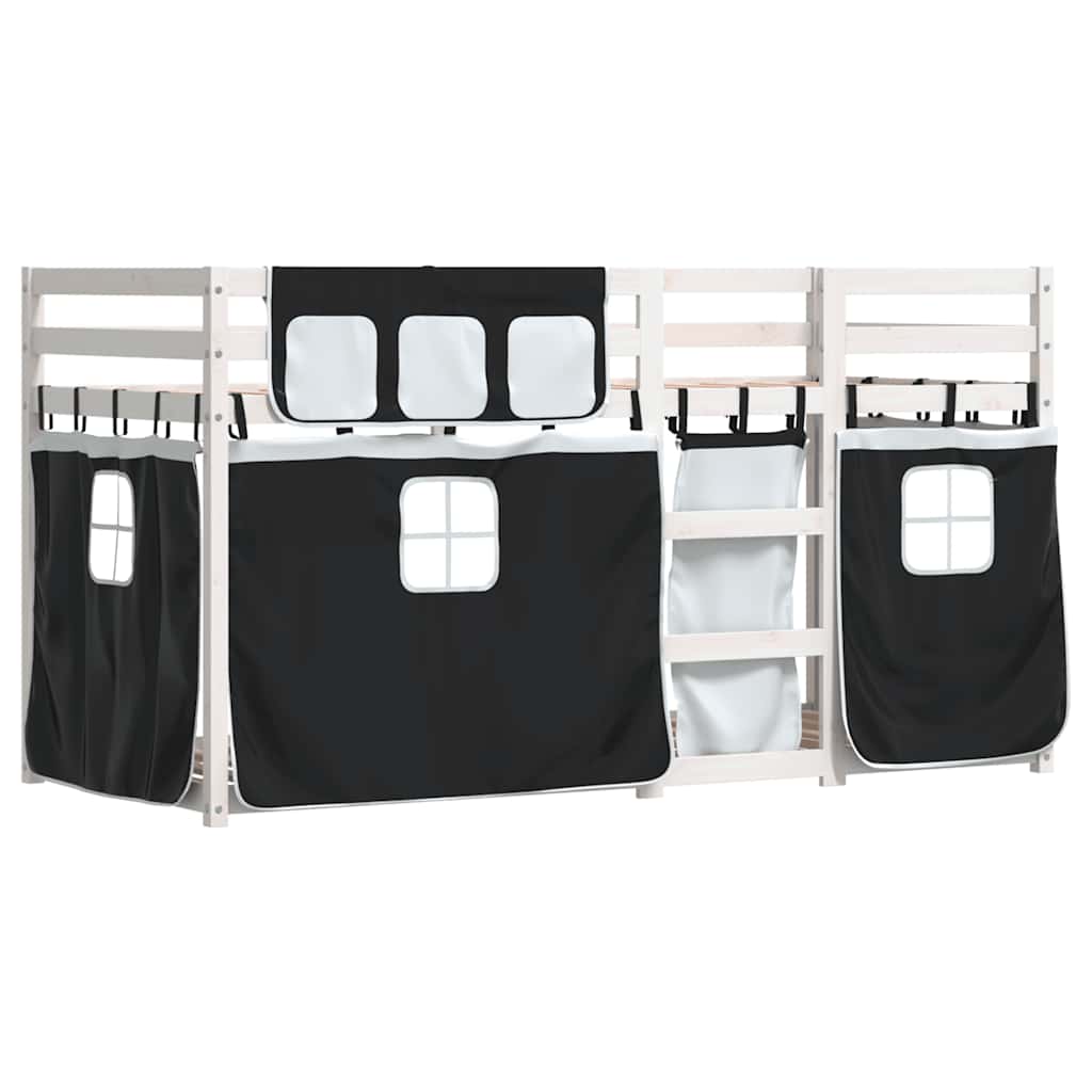 vidaXL Bunk Bed without Mattress White&Black 80x200 cm Solid Wood Pine 3