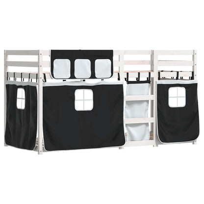vidaXL Bunk Bed without Mattress White&Black 80x200 cm Solid Wood Pine 3