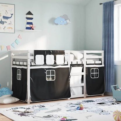 vidaXL Bunk Bed without Mattress White&Black 80x200 cm Solid Wood Pine 1