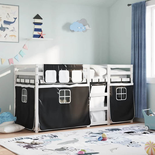 vidaXL Bunk Bed without Mattress White&Black 80x200 cm Solid Wood Pine 1