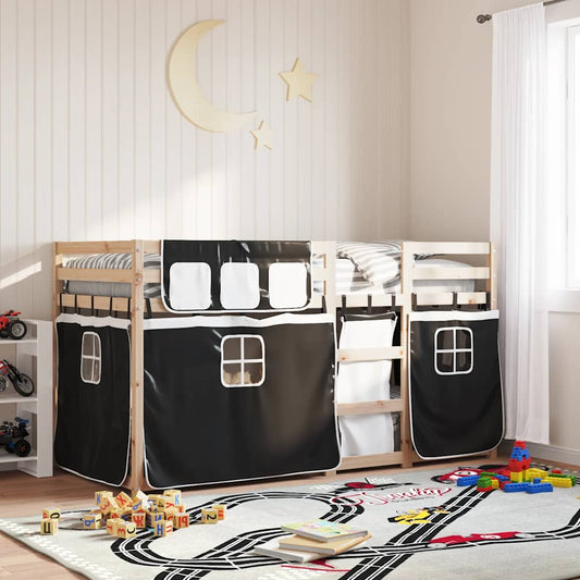 Bunk Bed without Mattress Solid Wood Pine Black