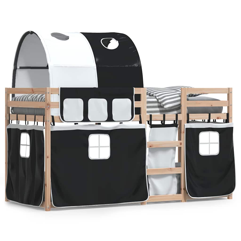vidaXL Bunk Bed without Mattress White&Black 90x200 cm Solid Wood Pine 2