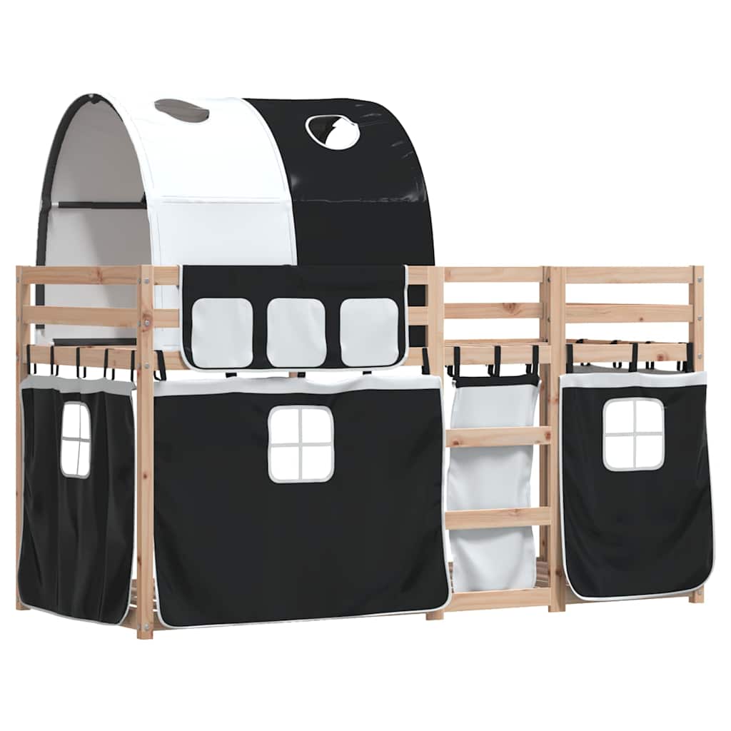 vidaXL Bunk Bed without Mattress White&Black 90x200 cm Solid Wood Pine 3