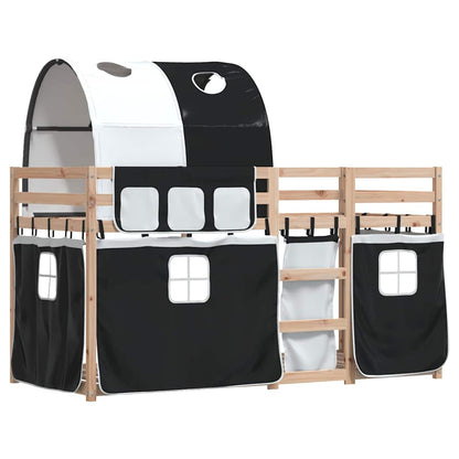 vidaXL Bunk Bed without Mattress White&Black 90x200 cm Solid Wood Pine 3