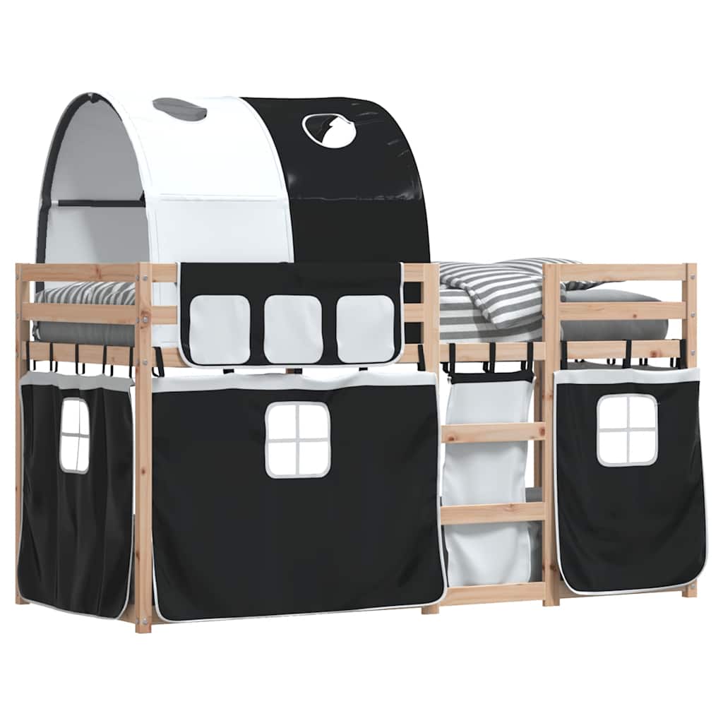 vidaXL Bunk Bed without Mattress White&Black 90x200 cm Solid Wood Pine 4