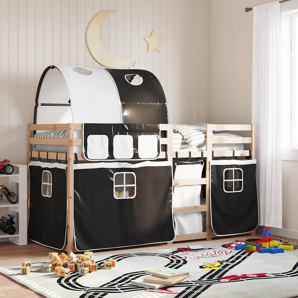 vidaXL Bunk Bed without Mattress White&Black 90x200 cm Solid Wood Pine 1
