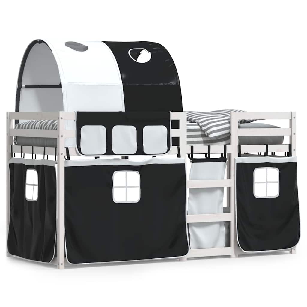 vidaXL Bunk Bed without Mattress White&Black 80x200 cm Solid Wood Pine 2