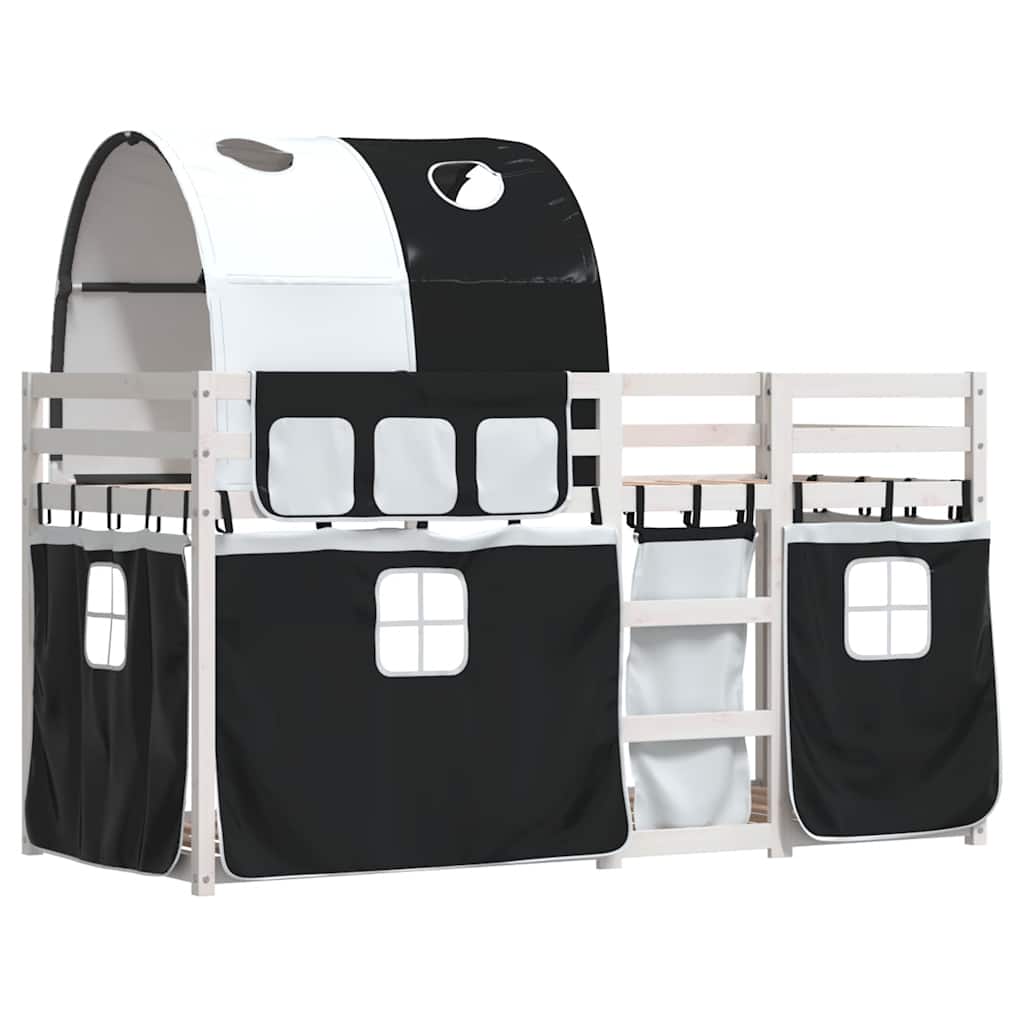 vidaXL Bunk Bed without Mattress White&Black 80x200 cm Solid Wood Pine 3