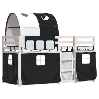 vidaXL Bunk Bed without Mattress White&Black 80x200 cm Solid Wood Pine 3