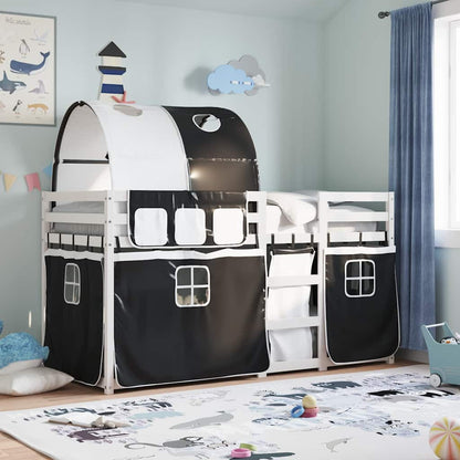 vidaXL Bunk Bed without Mattress White&Black 80x200 cm Solid Wood Pine 1