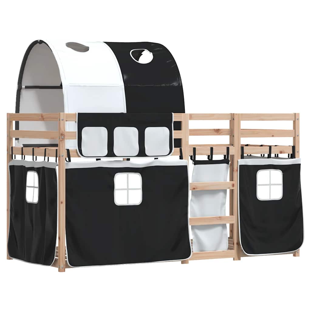 vidaXL Bunk Bed without Mattress White&Black 90x190 cm Single Solid Wood Pine 3