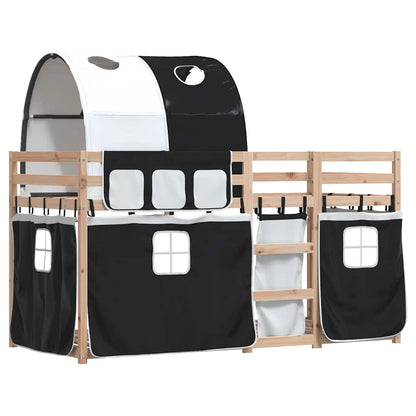 vidaXL Bunk Bed without Mattress White&Black 90x190 cm Single Solid Wood Pine 3