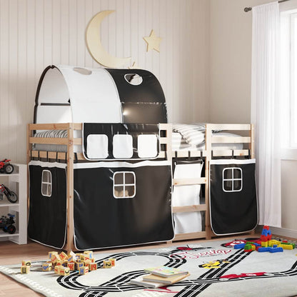vidaXL Bunk Bed without Mattress White&Black 90x190 cm Single Solid Wood Pine 1