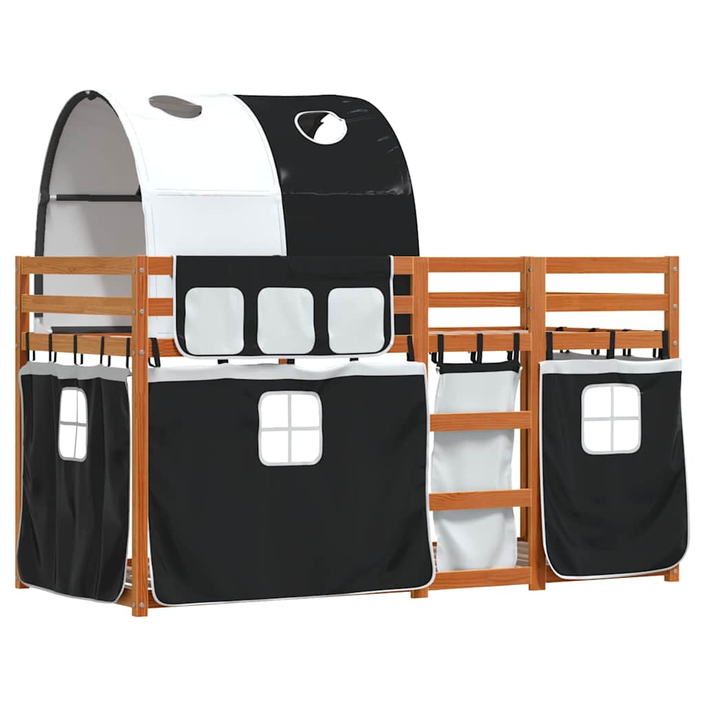 vidaXL Bunk Bed without Mattress White&Black 80x200 cm Solid Wood Pine 3