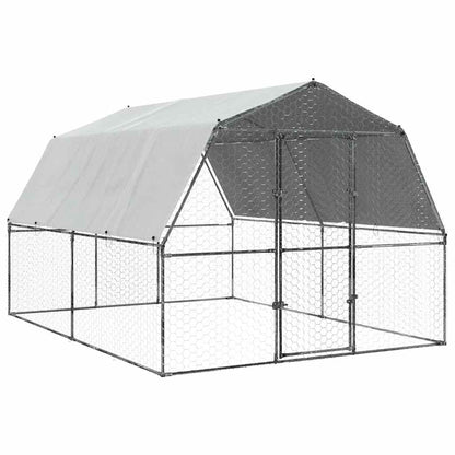 vidaXL Chicken Cage with Roof and Door Silver Galvanised Steel 2