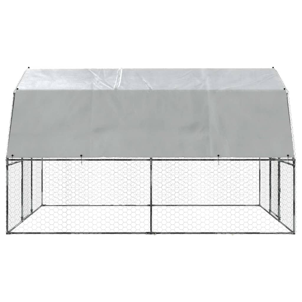 vidaXL Chicken Cage with Roof and Door Silver Galvanised Steel 5