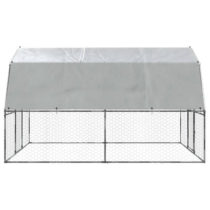 vidaXL Chicken Cage with Roof and Door Silver Galvanised Steel 5
