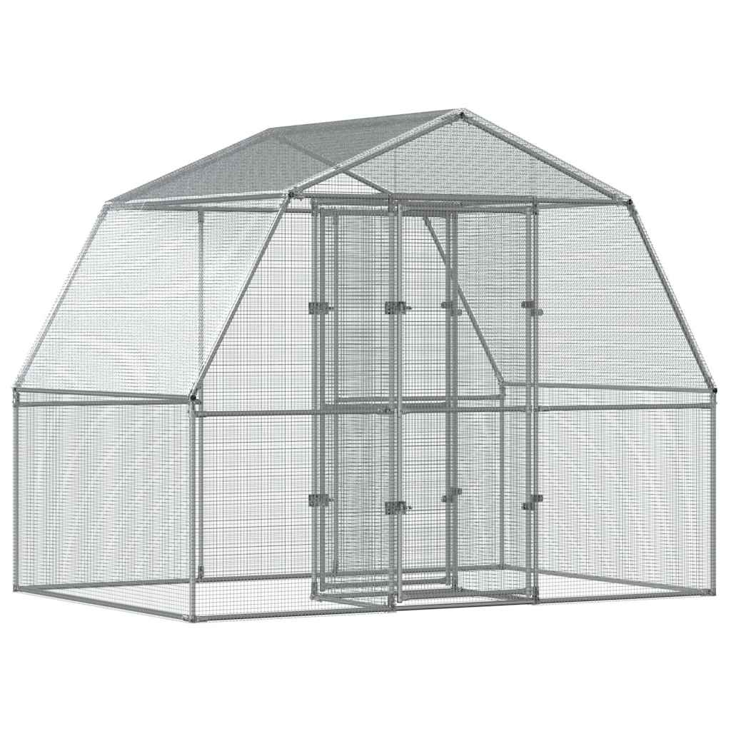 vidaXL Bird Cage with Door Silver Galvanised Steel 2
