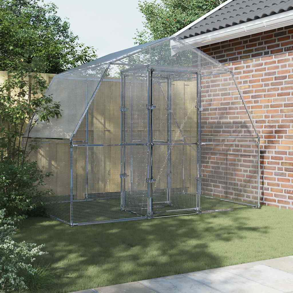 vidaXL Bird Cage with Door Silver Galvanised Steel 3