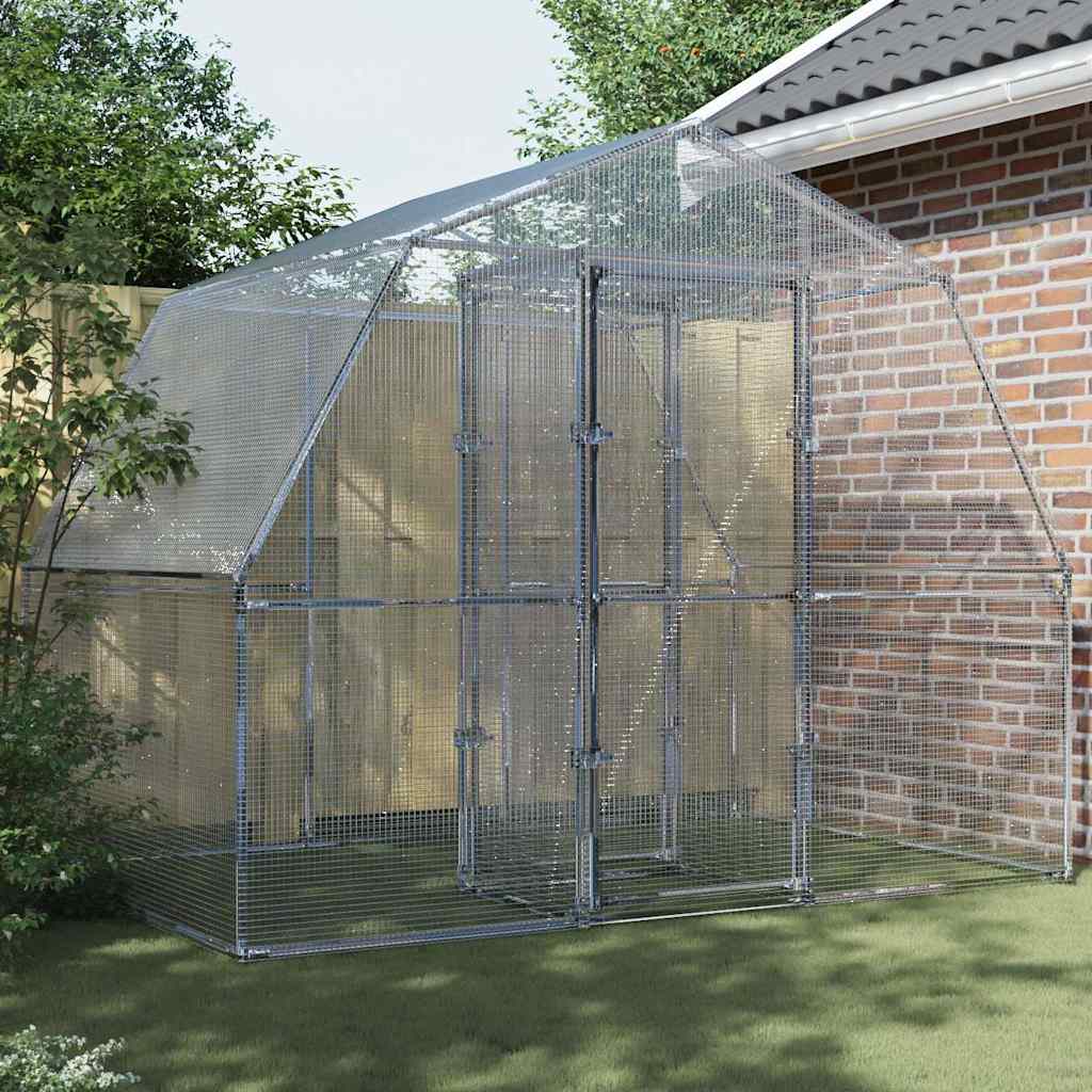 vidaXL Bird Cage with Door Silver Galvanised Steel 1