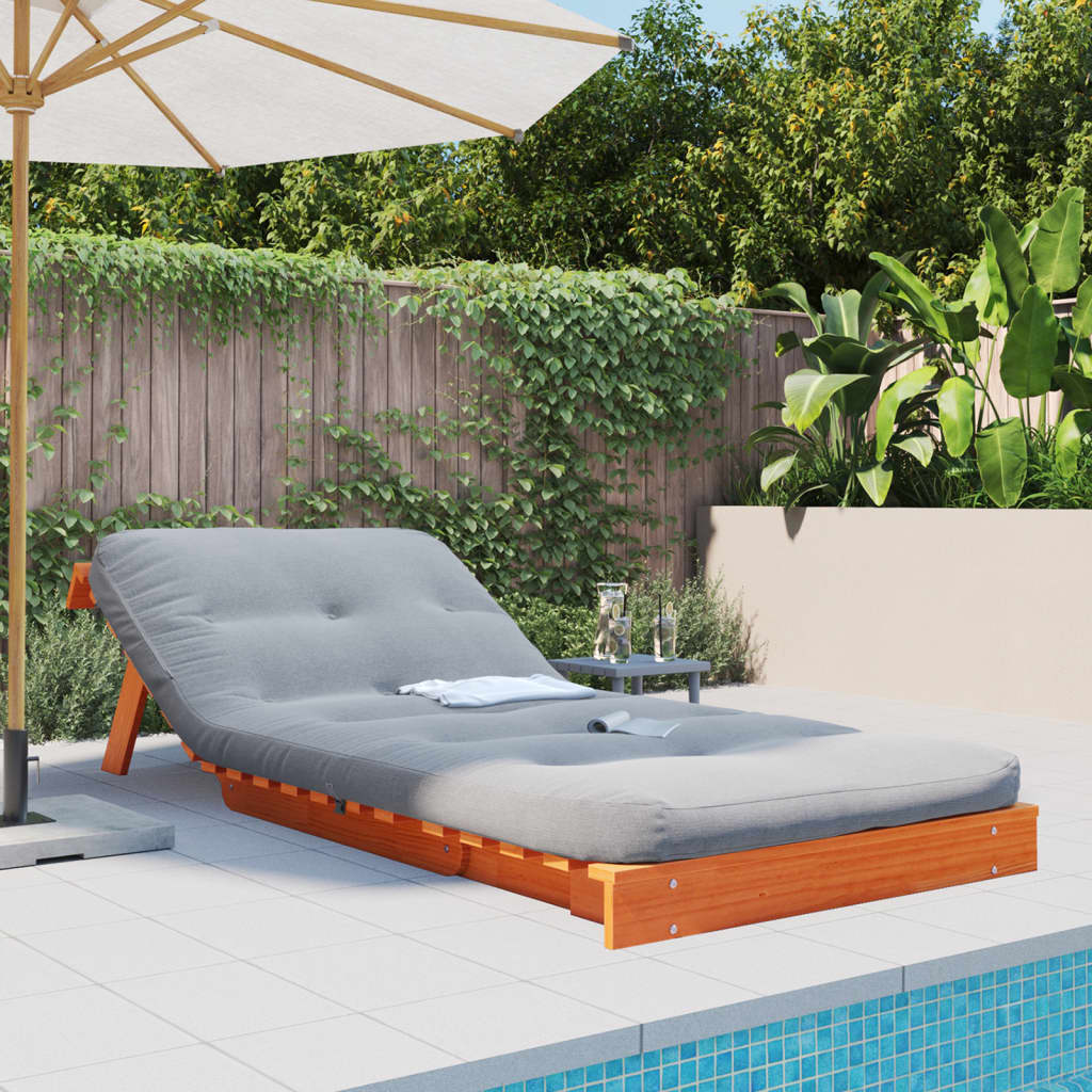 vidaXL Futon Sofa Bed with Mattress Wax Brown 90x206x11 cm Solid Wood Pine 3