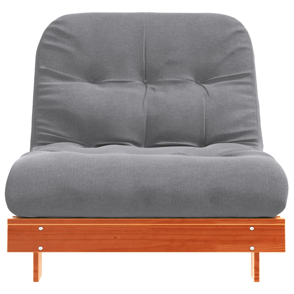 vidaXL Futon Sofa Bed with Mattress Wax Brown 90x206x11 cm Solid Wood Pine 5