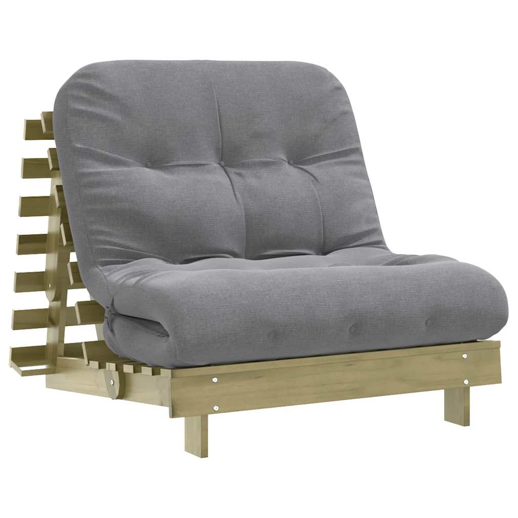 vidaXL Futon Sofa Bed with Mattress 90x206x11 cm Impregnated Wood Pine 2