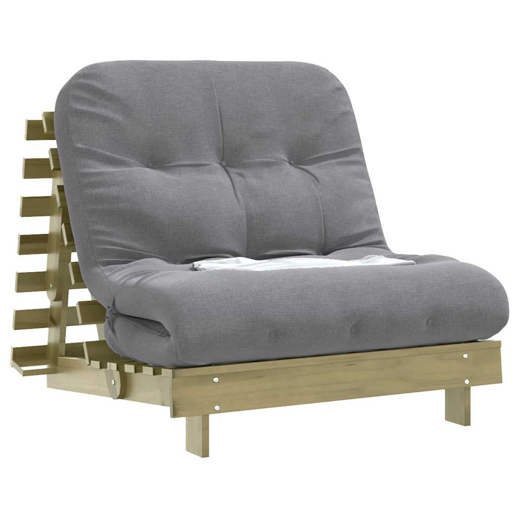 vidaXL Futon Sofa Bed with Mattress 90x206x11 cm Impregnated Wood Pine 4