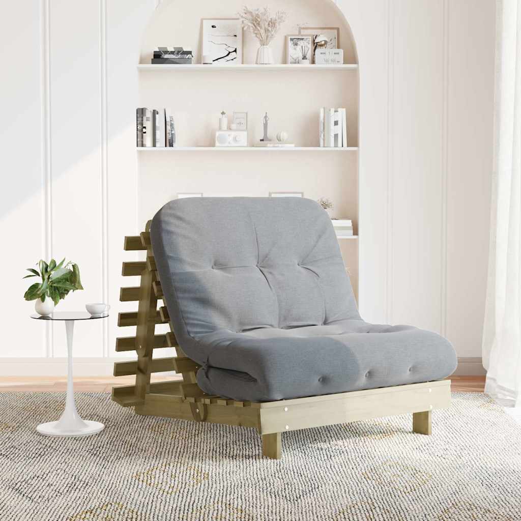 vidaXL Futon Sofa Bed with Mattress 90x206x11 cm Impregnated Wood Pine 1