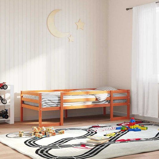 Kids' Bed Frame without Mattress Solid Wood Pine Wax brown 75 cm 190 cm