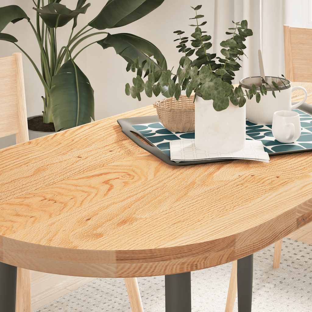 Table Top Solid Wood Oak Oval Height 4 cm Natural 120 cm 60 cm