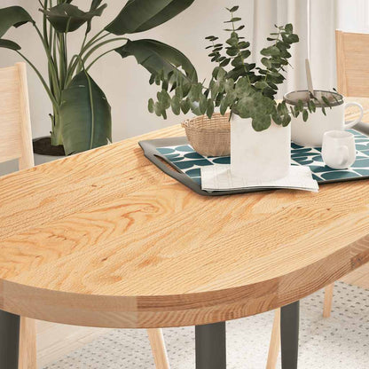 Table Top Solid Wood Oak Oval Height 4 cm Natural 120 cm 60 cm