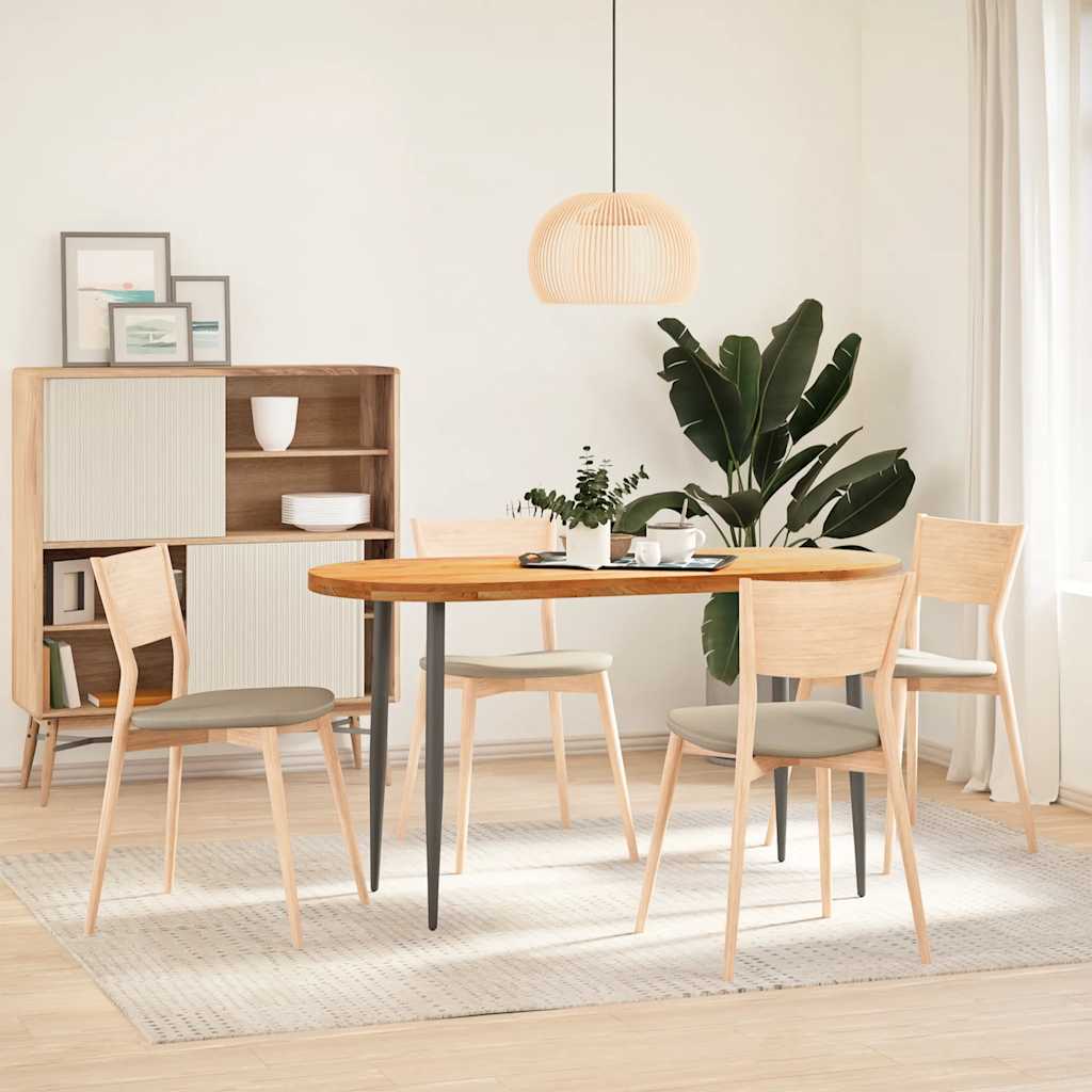 vidaXL Table Top Light Brown 140x60x4 cm Solid Wood Oak Oval 3
