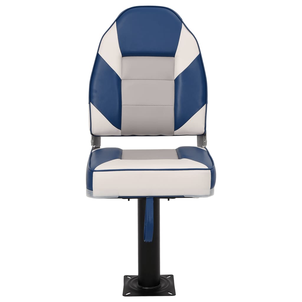 2 Piece Foldable Boat Seat Set High Backrest White and blue